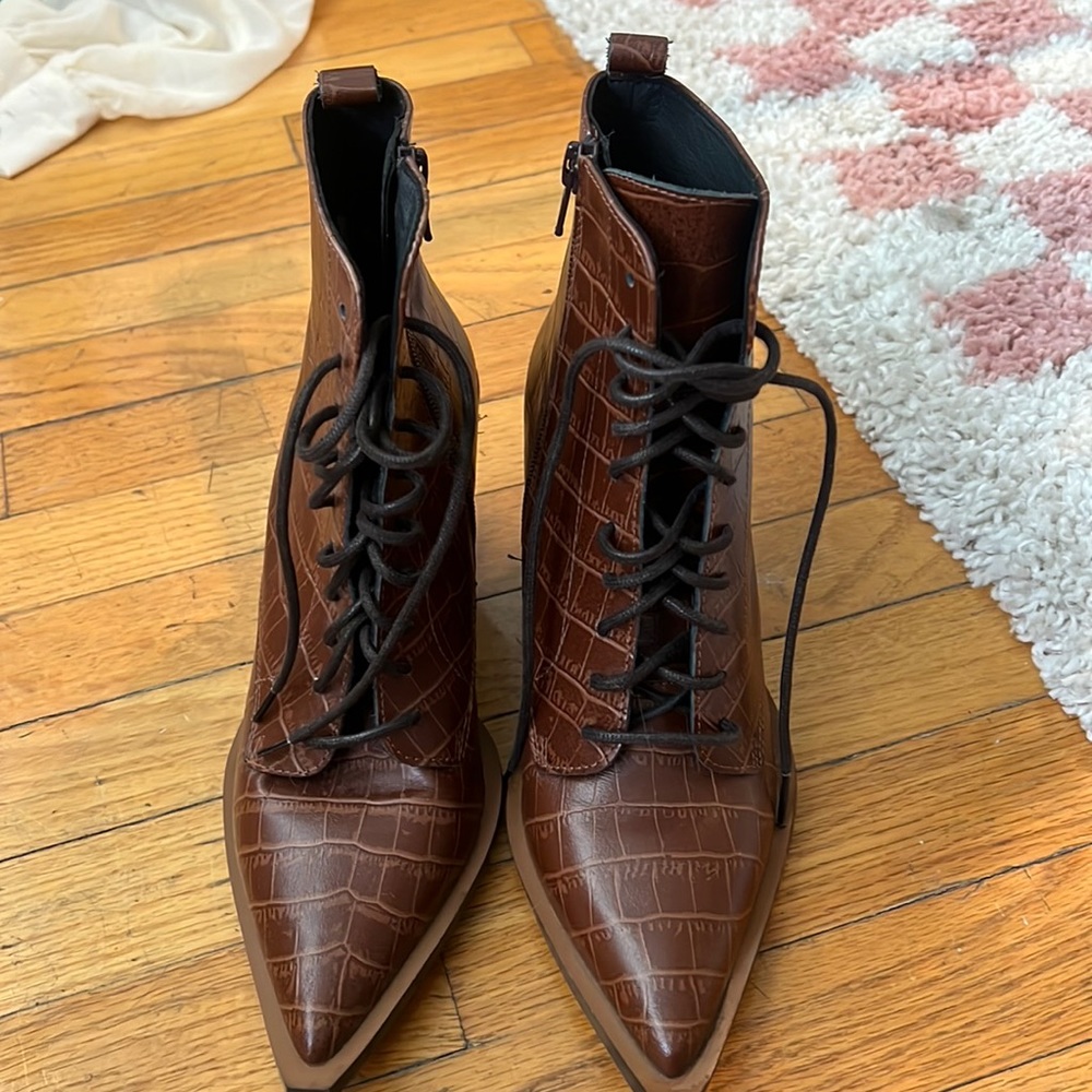 ASOS Brown Crocodile Booties
